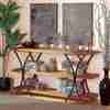 Baxton Studio Terrell Modern Natural Brown Finished Wood and Black Finished Metal Console Table 178-11316-Zoro